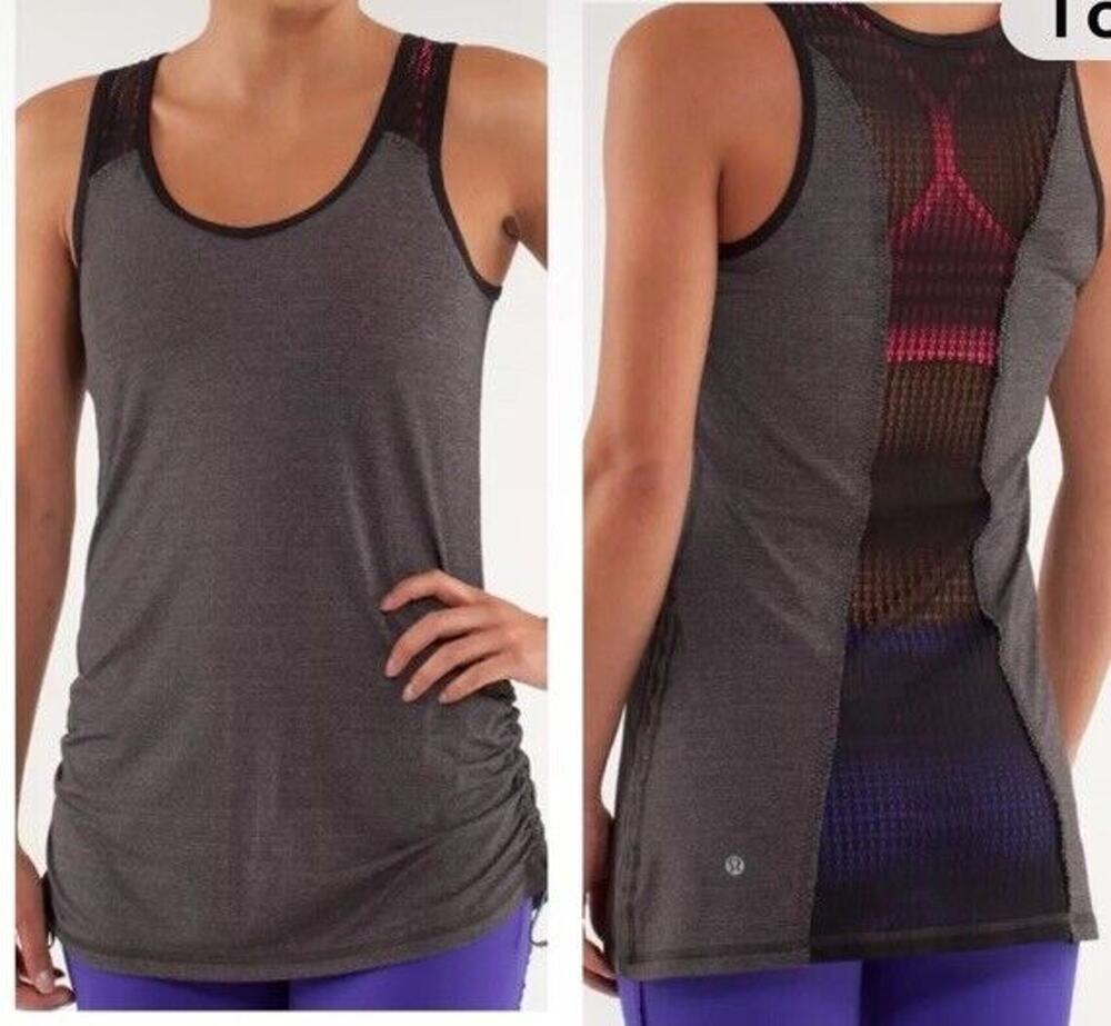 Lululemon Tank Top Womens Small Run Tie And Fly Black Side Cinch Athleisure